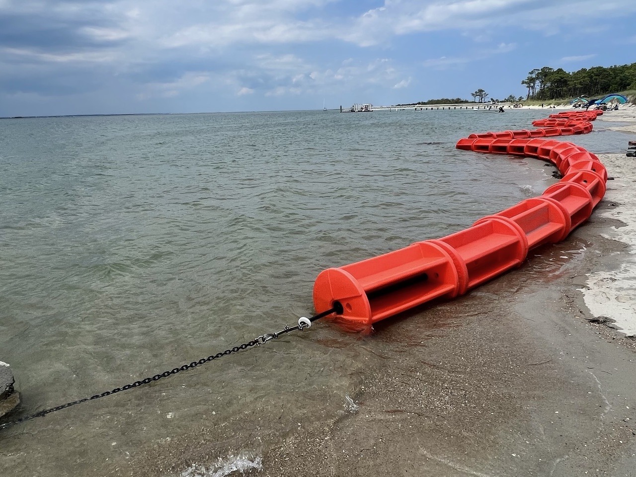 Orange WaveEater 2648 units along a beach at Cape Lookout National Seashore